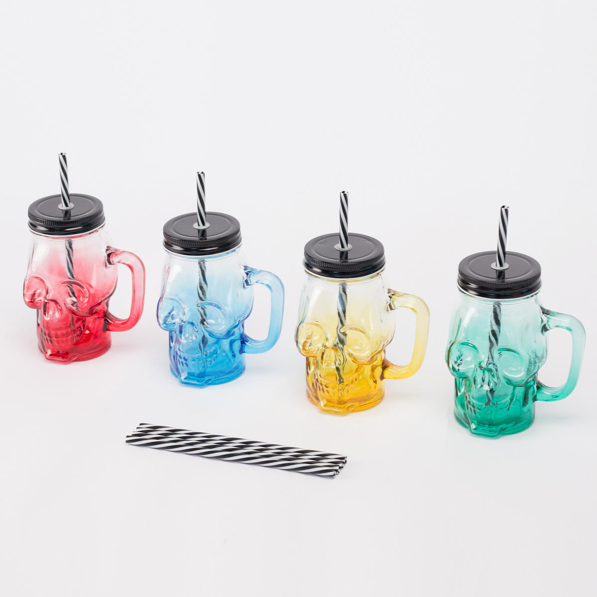 4XTRINKGLÄSER - Multicolor, Glas/Kunststoff - Relaxdays