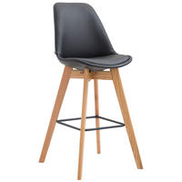 BARHOCKER Metz Massivholz 112x48x56 cm Schwarz - Schwarz, Leder (48/112/56cm) - furnicato