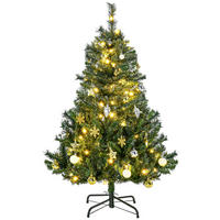 WEIHNACHTSBAUM Tannenbaum mit Deko 80/120 LEDs 307 Spitzen Ø75 x 120H cm - Grün, Kunststoff/Metall (120cm) - HOMCOM