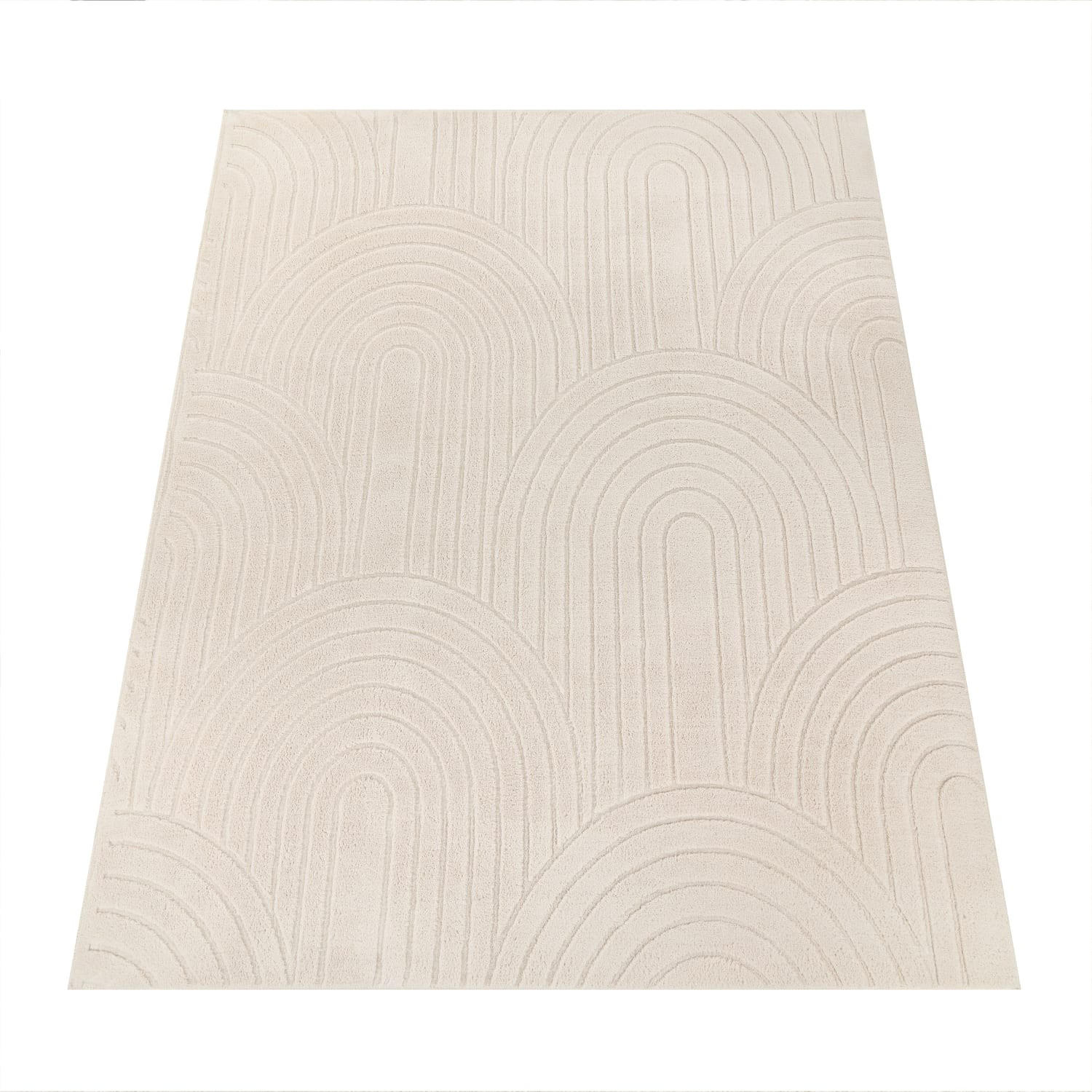 TEPPICH Kurzflor waschbar Struktur Wohnzimmer schmutzabweisend Creme Rechteckig 200x280 - Beige, Textil (280/200cm) - KADIMA DESIGN