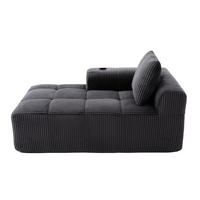 SOFA od samta, 158/93/61 cm tamnosiva, s bočnim džepovima i držačima za piće - tamno siva, tekstil (93/61/158cm) - BEAOK