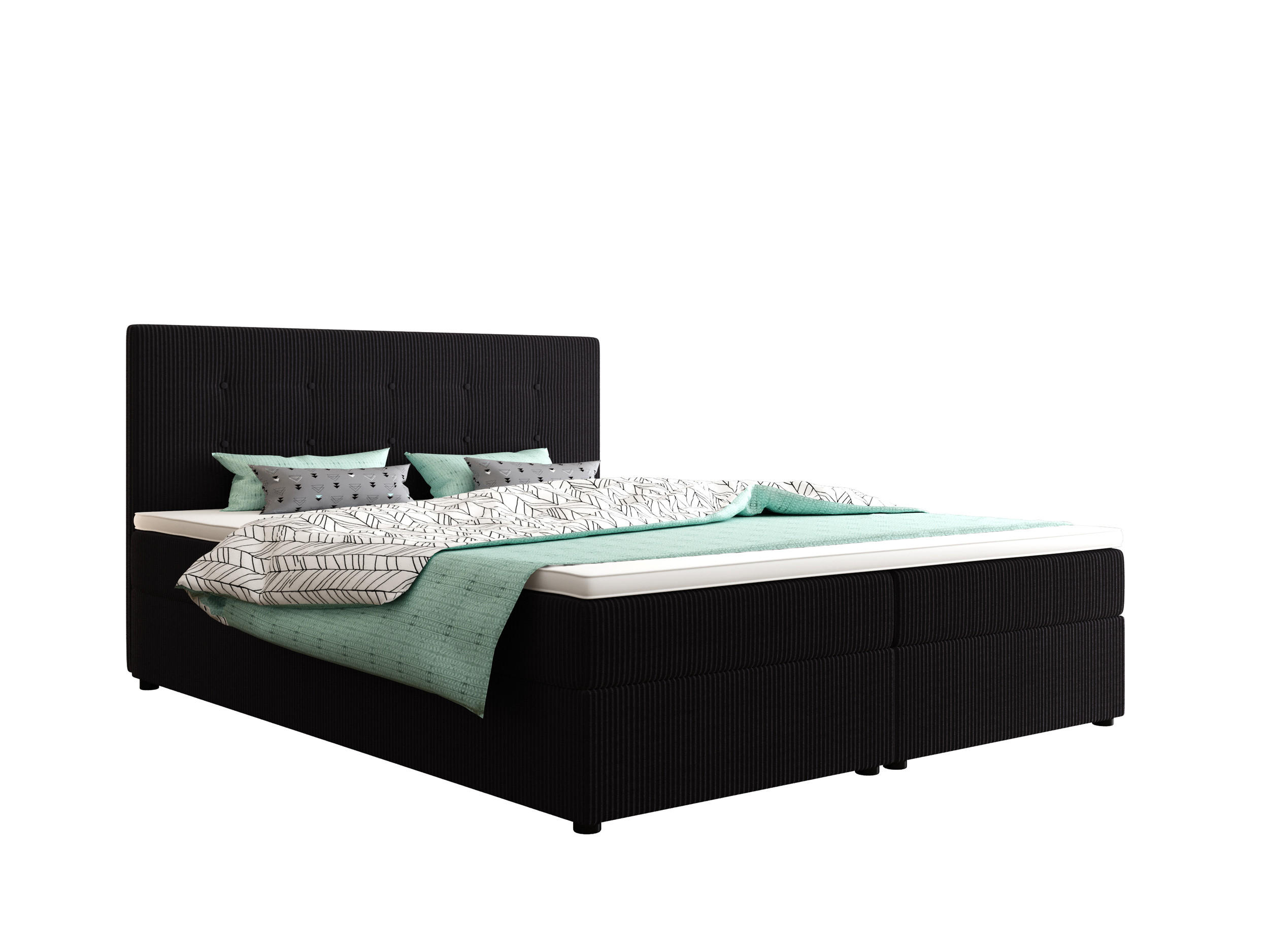 BOXBETT FADO 22 mit Matratze H3, Bonell und Topper 160x200 Zoom 23 - Schwarz, Holz/Textil (160/200cm) - Bedante