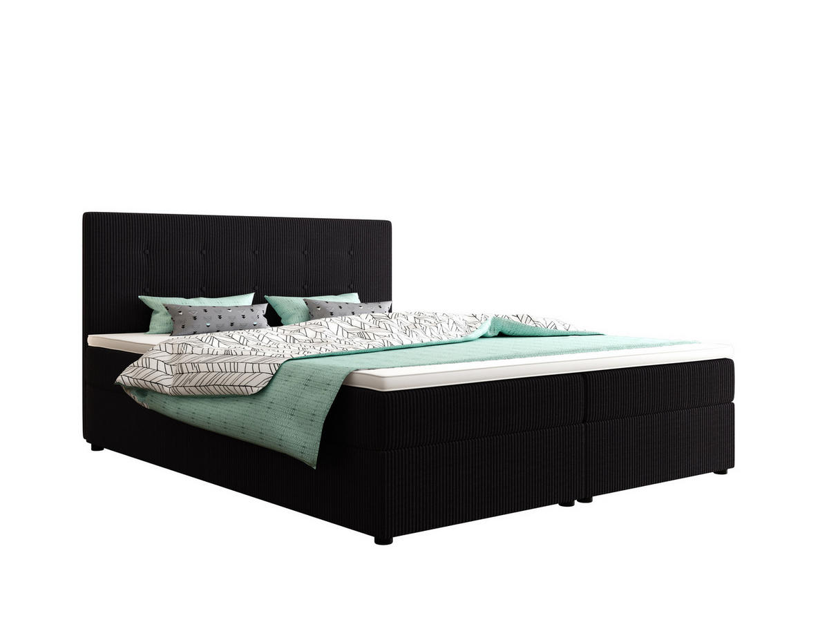BOXBETT FADO 22 mit Matratze H3, Bonell und Topper 180x200 Zoom 23 - Schwarz, Holz/Textil (180/200cm) - Bedante