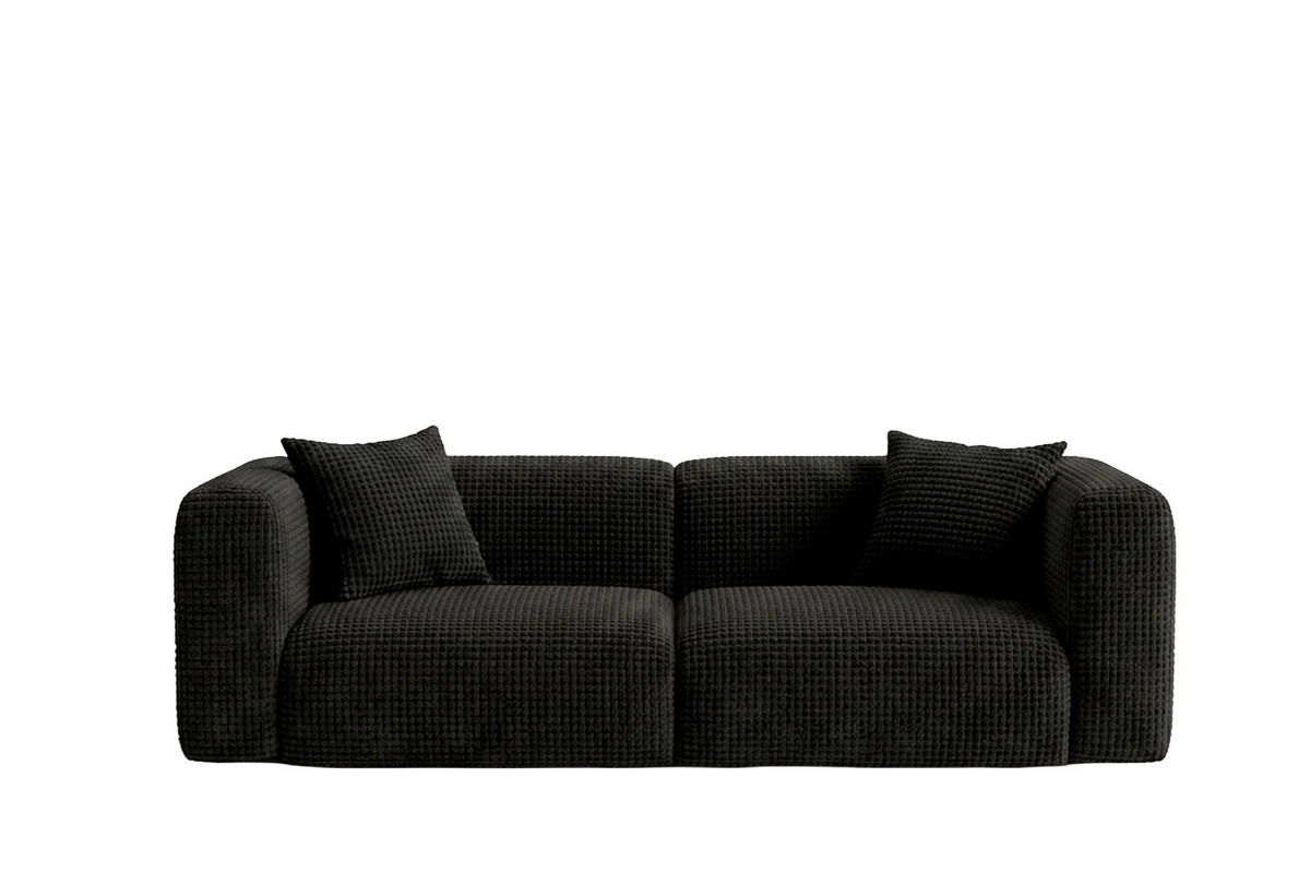 SOFA 2-Sitzer, Chenille-Stoff Cremona, Anthrazit, GRETA - Anthrazit, Holz (228/70/89cm) - Kaiser Möbel