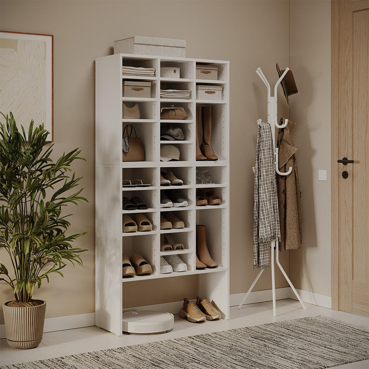 SCHUHSCHRANK-SET Lysander, Weiß, 78.6 x 65.5 cm 2 Teile - Weiß, Holzwerkstoff (78.6/65.5/32.1cm) - Vicco