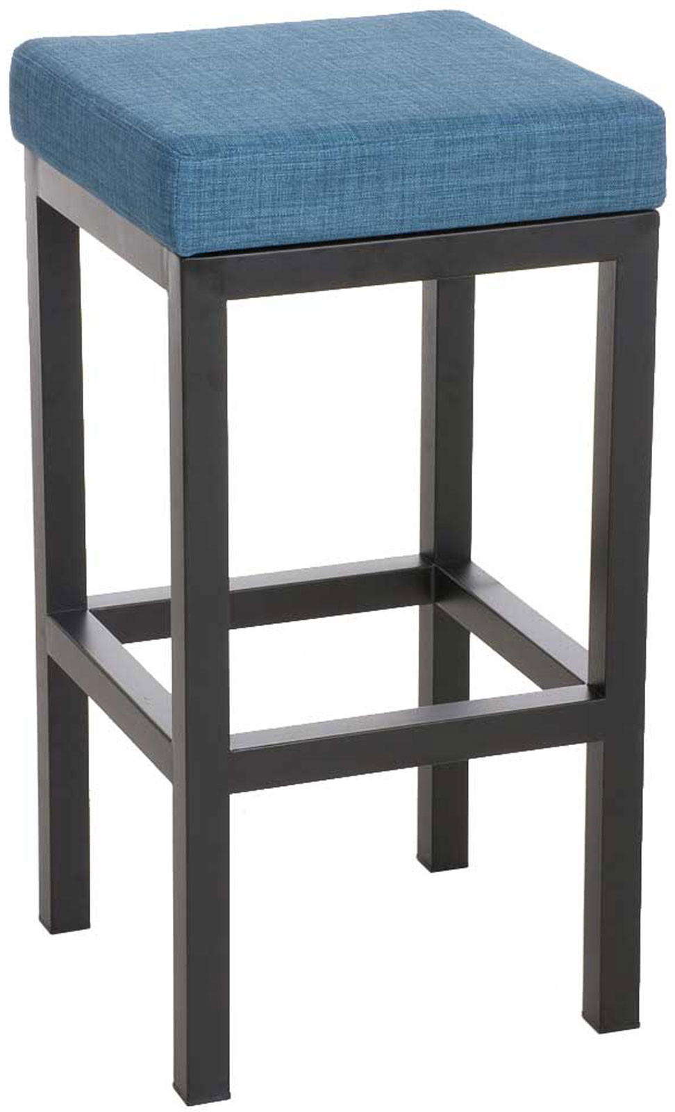 BARHOCKER KIEL Blau Stoff Stahl 85 cm Höhe - Blau, Metall (41/85/41cm) - DELUKE