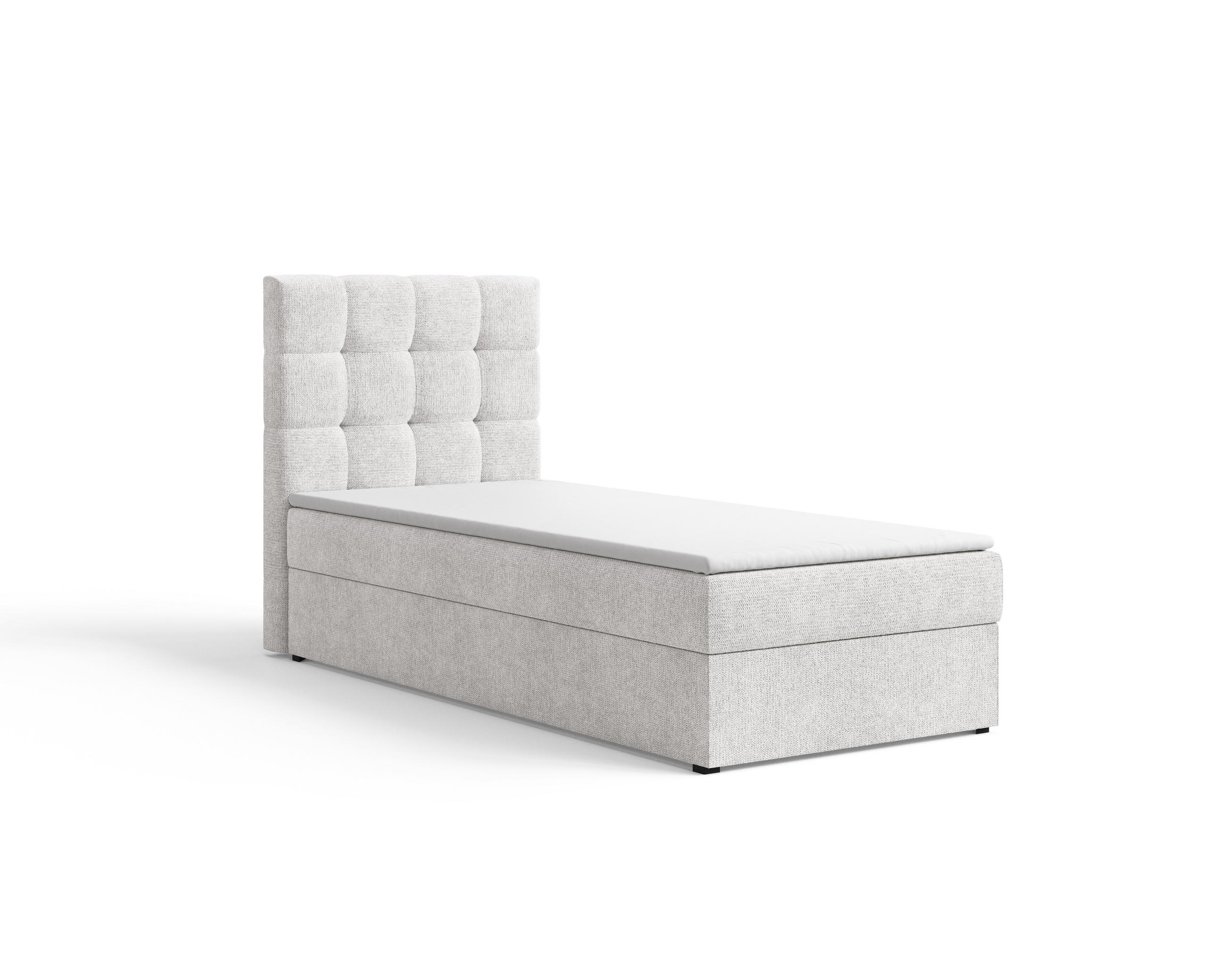 BOXBETT - Bett 05 OSLO - Aragon - 90x200 cm - mit Bettkasten und Komfort-Topper - Weiß, Holz (90/200cm) - ROYAL24_MARKT