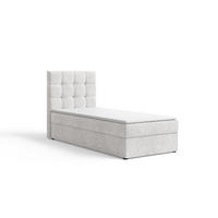 BOXBETT - Bett 05 OSLO - Aragon - 90x200 cm - mit Bettkasten und Komfort-Topper - Weiß, Holz (90/200cm) - ROYAL24_MARKT