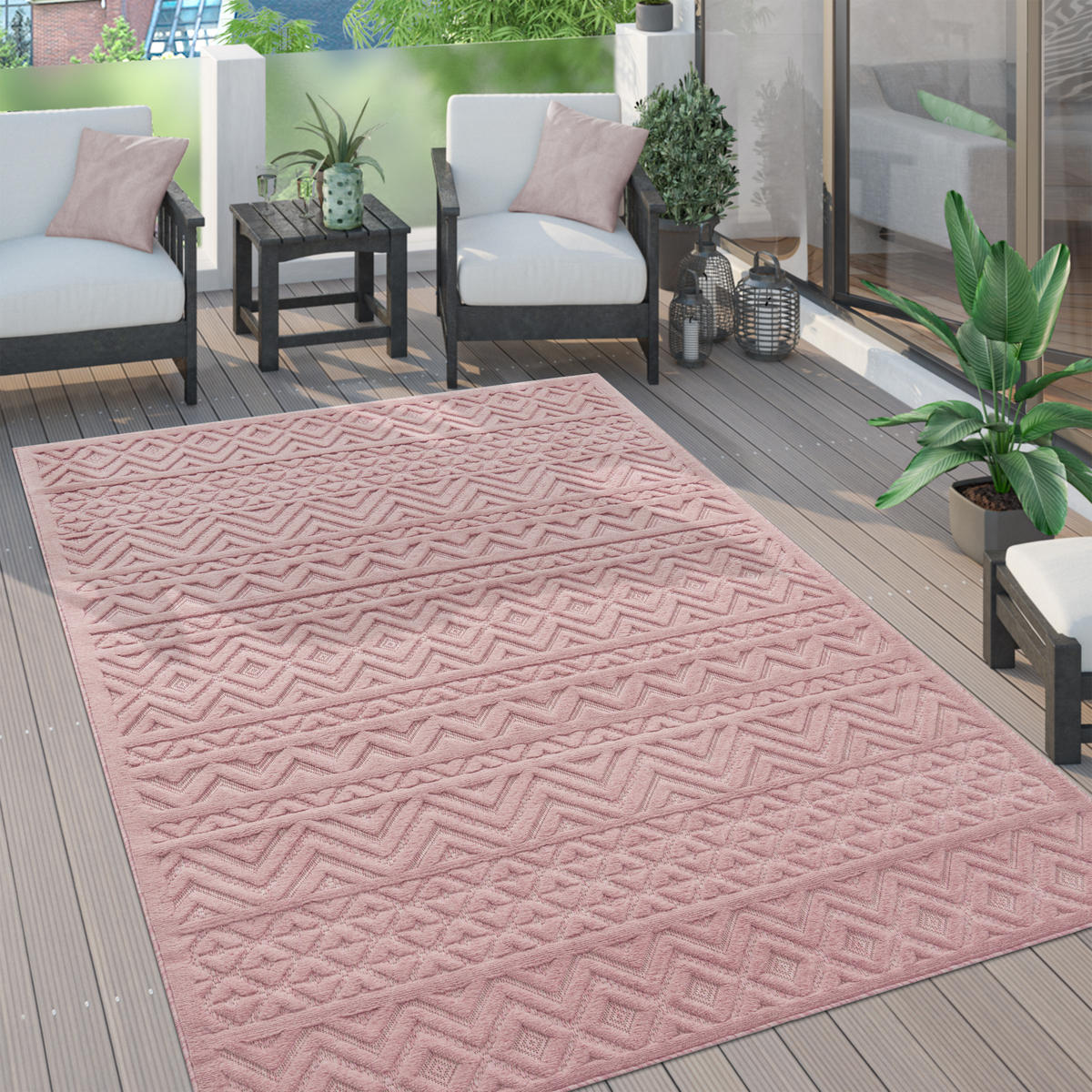 OUTDOORTEPPICH 60/100 cm Livorno 673 - Pink, Textil (60/100cm) - Paco Home
