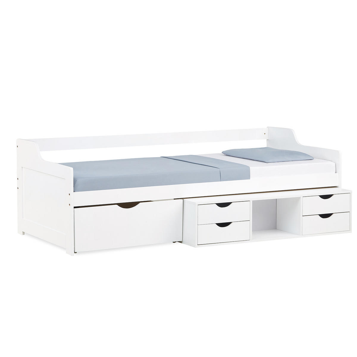 KINDERBETT mit Stauraum 90/200 cm weiß - Weiß, Holz (90/66/200cm) - Homestyle4u