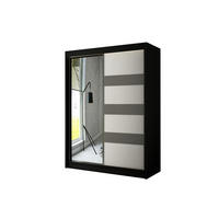KLEIDERSCHRANK mit LED, Spiegel und Schiebetüre LOSTE - 150 cm Schwarz|Grau - Schwarz/Grau, Holzwerkstoff (150/215/61cm) - ALTDECOR