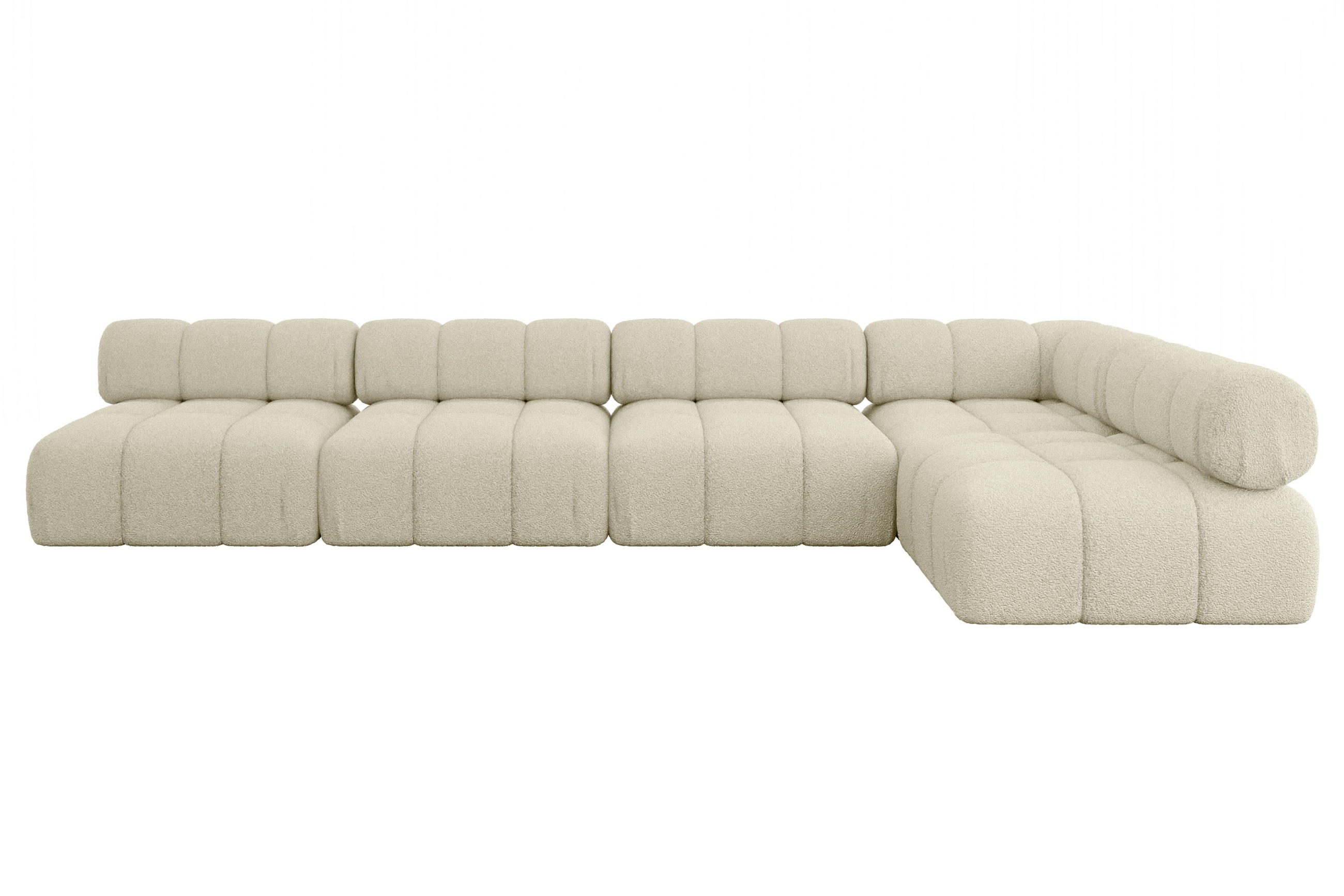 ECKSOFA modulares Sofa Samaro-L3 - 380x190x70 cm Beige Bouclé - Beige, Holzwerkstoff/Textil (380/190cm) - ALTDECOR