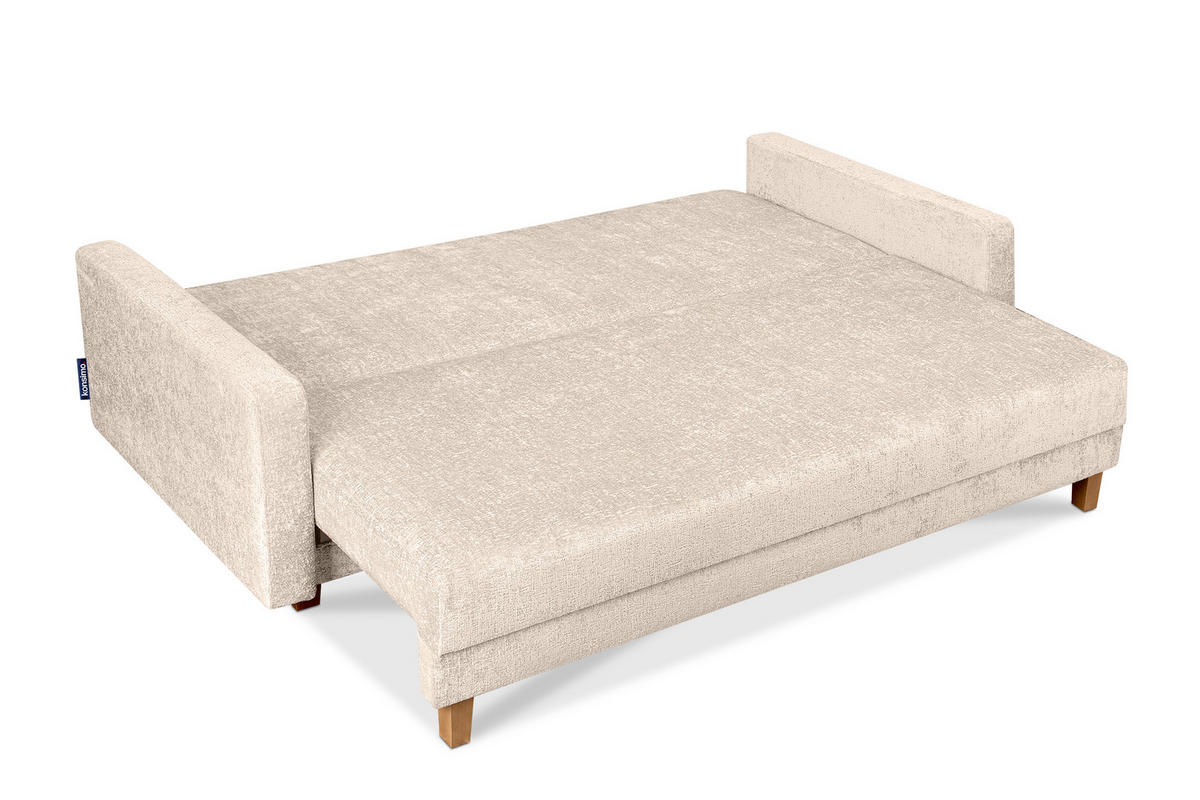 3-SITZER-SCHLAFSOFA ERISO mit weiche Sitzfläche und hohe Rückenlehne, Chenille-Stoff, ecru - Ecru/Braun, Textil (220/80/100cm) - KONSIMO®