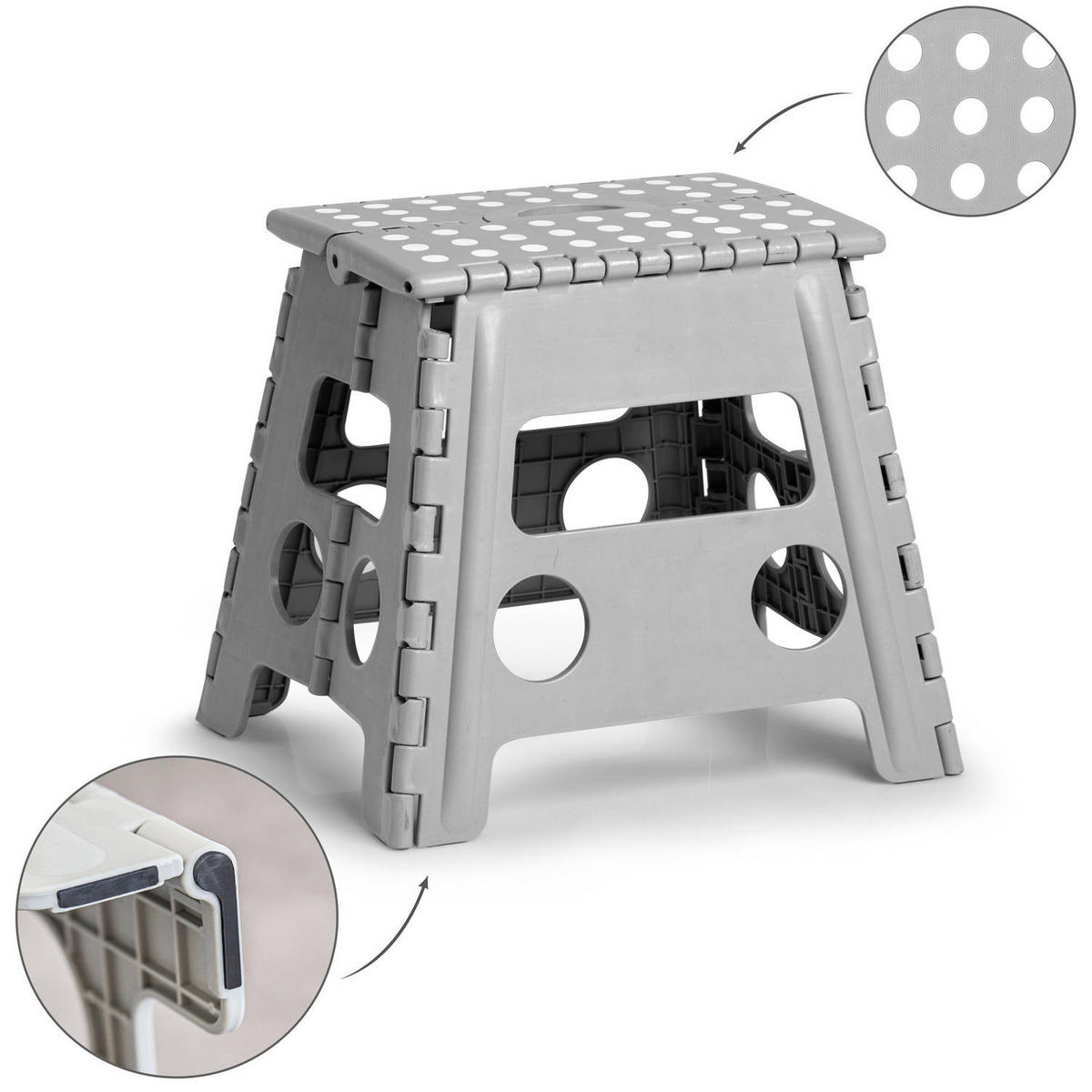 KLAPPHOCKER hellgrau 37/30/32 cm - Grau, Kunststoff (30/32/37cm) - ZELLER