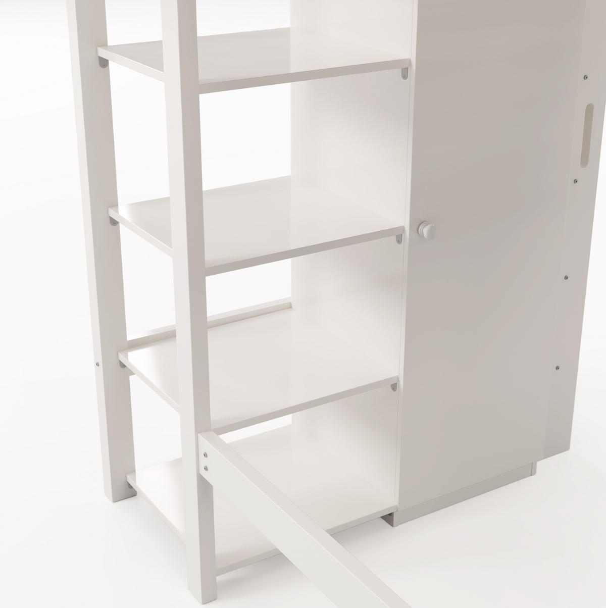 HOCHBETT 90/200 cm Weiß aus Holzwerkstoff und Massivholz mit Kleiderschrank und 6 Regalen - Weiß, Holzwerkstoff (90/200cm) - OKMYHOME