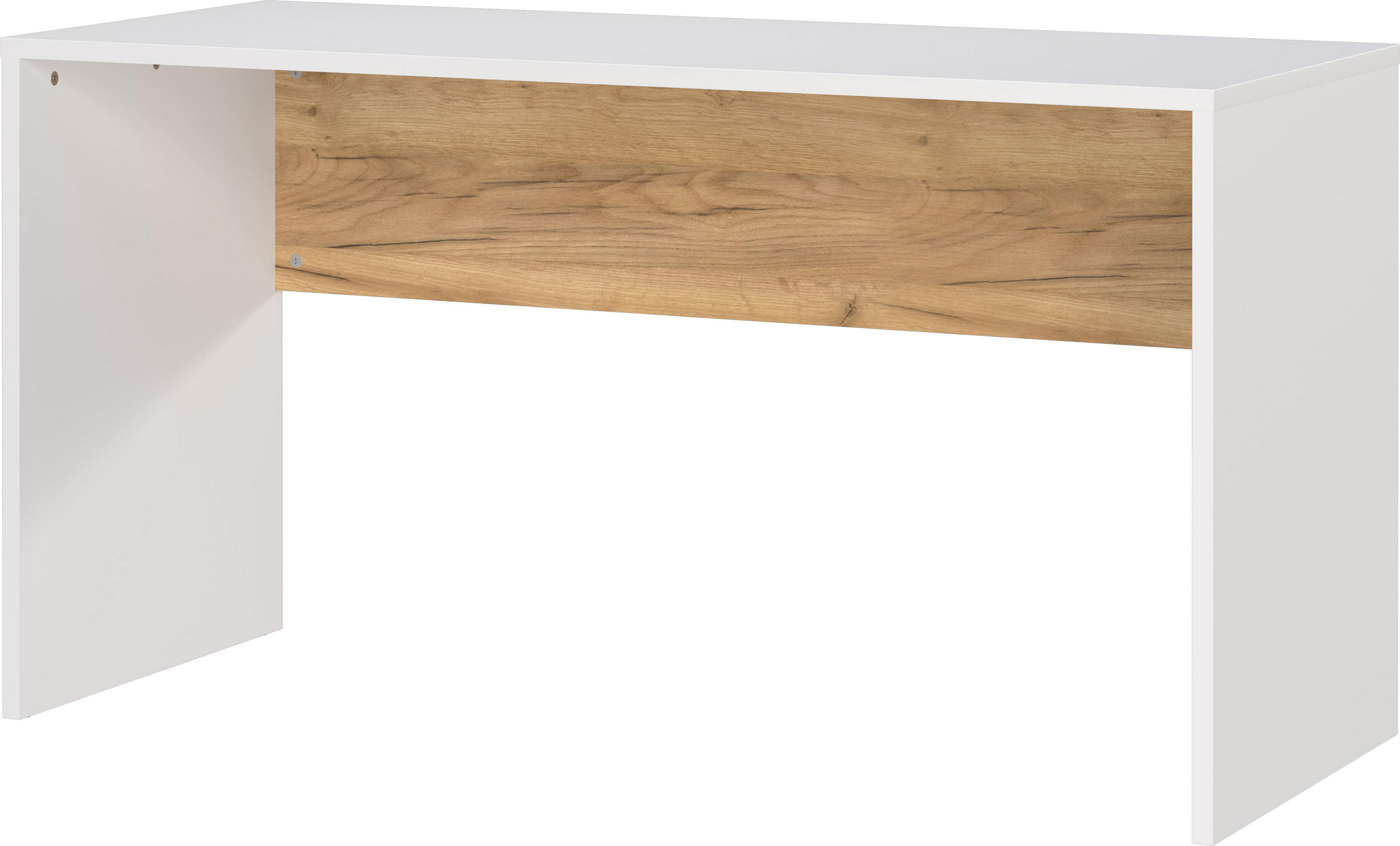 SCHREIBTISCH – Beige/Weiß, 140x60x75 cm, Wangenschreibtisch mit Knieblende, stoßfest - Weiß, Holz/Holzwerkstoff (60/140/75cm) - KADIMA DESIGN