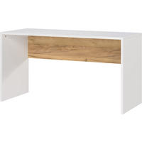 SCHREIBTISCH – Beige/Weiß, 140x60x75 cm, Wangenschreibtisch mit Knieblende, stoßfest - Weiß, Holz/Holzwerkstoff (60/140/75cm) - KADIMA DESIGN