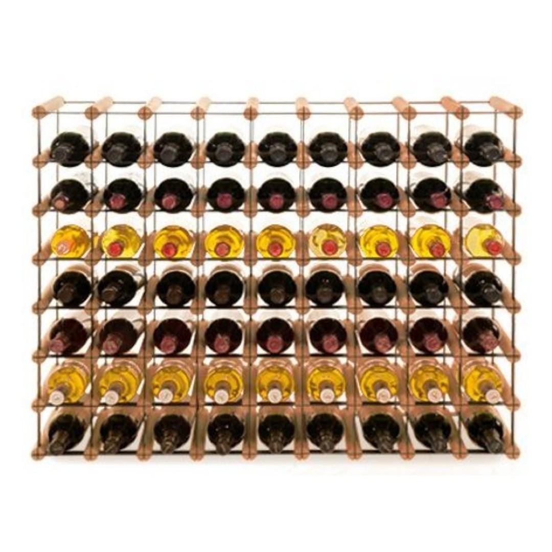 WEINREGAL Vinotega Mod Metal 72,5x92,5x24,5 cm 9x7 Flaschen Massives Kiefernholz Braun Geölt - Braun, Holz (92.5/72.5/24.5cm) - PROREGAL