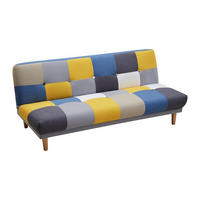SCHLAFSOFA Klappsofa 3-Sitzer - Stoff - Patchwork Grau, Blau & Gelb - MARDAG - Multicolor, Textil (178/74/98cm) - Vente-Unique