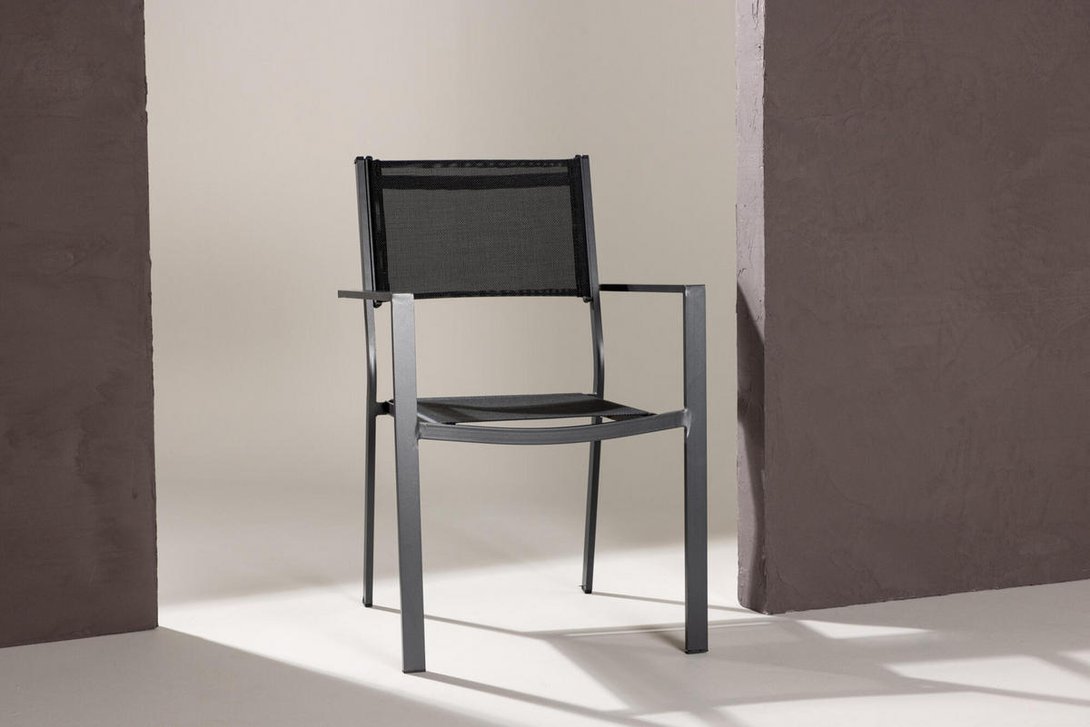 GARTENESSSTUHL COPACABANA Schwarz 57x61x88 cm - Schwarz, Metall (57/88/61cm) - FURNLUX