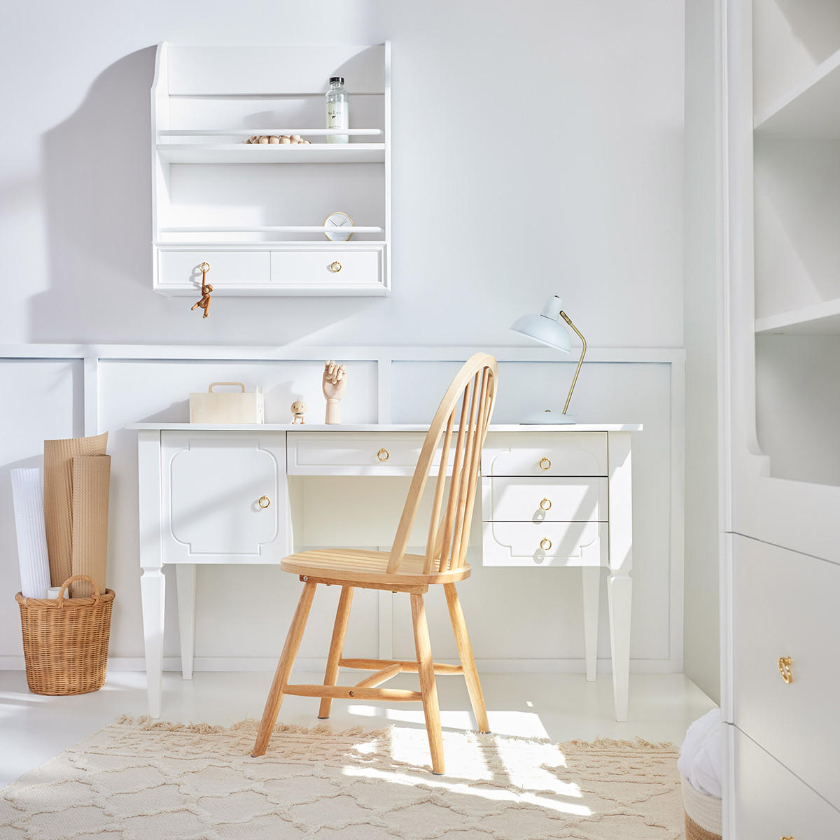 PSACÍ STŮL Royal Bílá - bílá, kompozitní dřevo (60/132/78cm) - Petits-meubles