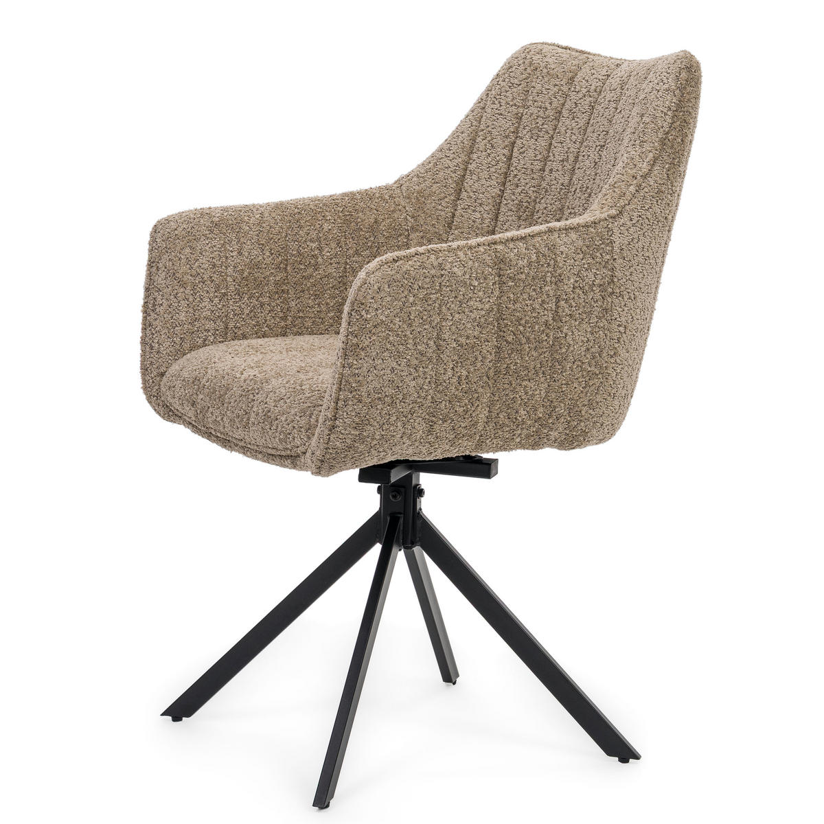 STUHL PIANO drehbar gepolsterter mit Steppung - beige - Boucle - Beige/Schwarz, Textil/Metall (59/88/61cm) - NEW HOME