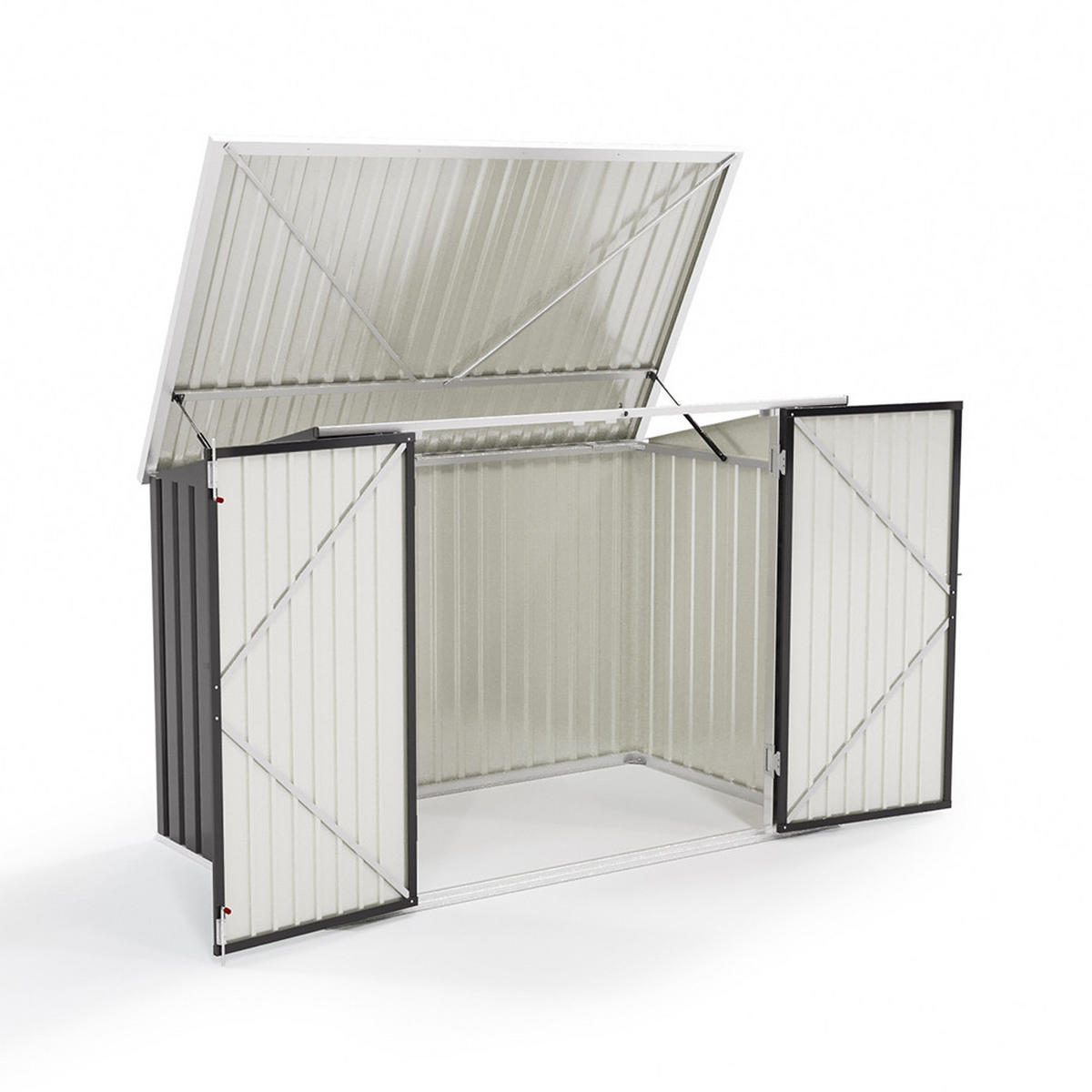 FAHRRADGARAGE mit abschließbaren Türen aus Stahl Grau Hochwertiger Wetterbeständige 210 x 105 x 130 cm - Anthrazit, Metall (210/130/105cm) - Livingandhome