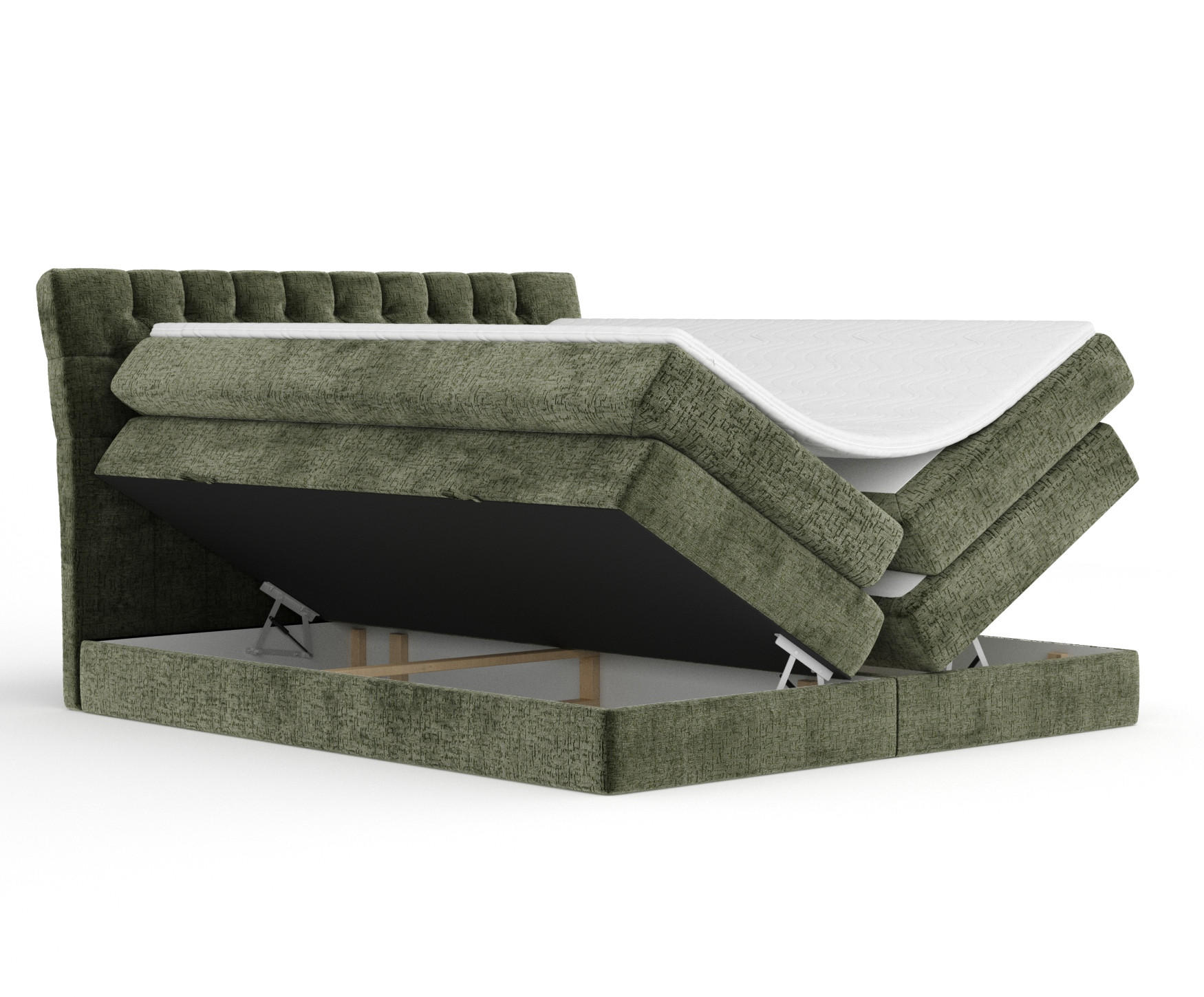BOXSPRINGBETT Seraphine Olivenfarbe 140/200 cm - Schwarz/Olivgrün, Holz/Holzwerkstoff (140/200cm) - Maison de Reve