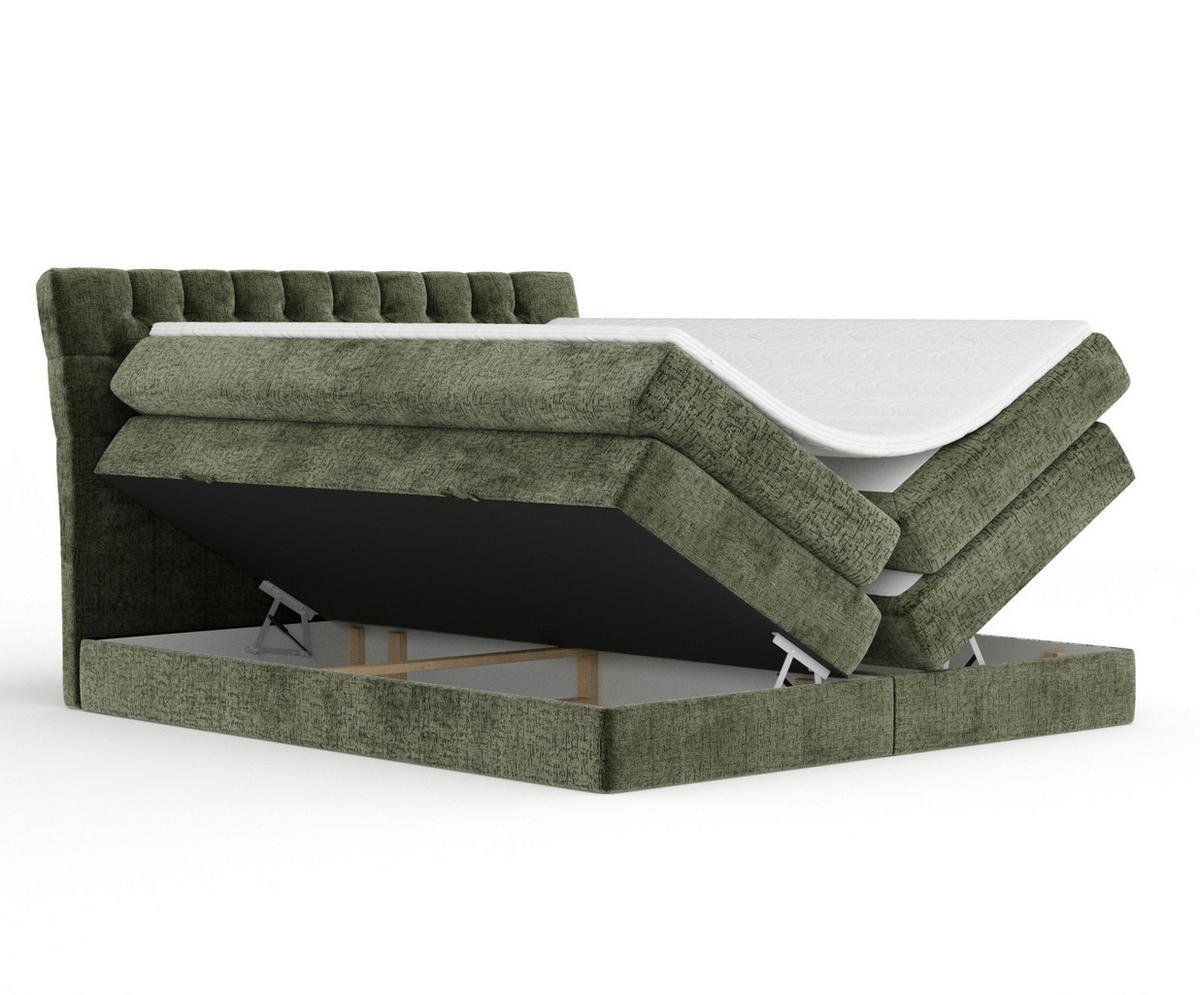BOXSPRINGBETT Seraphine Olivenfarbe 200/200 cm - Schwarz/Olivgrün, Holz/Holzwerkstoff (200/200cm) - Maison de Reve