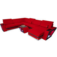 WOHNLANDSCHAFT Catania Rot Schwarz Mikrofaserstoff - Rot, Kunststoff (349/89/264cm)