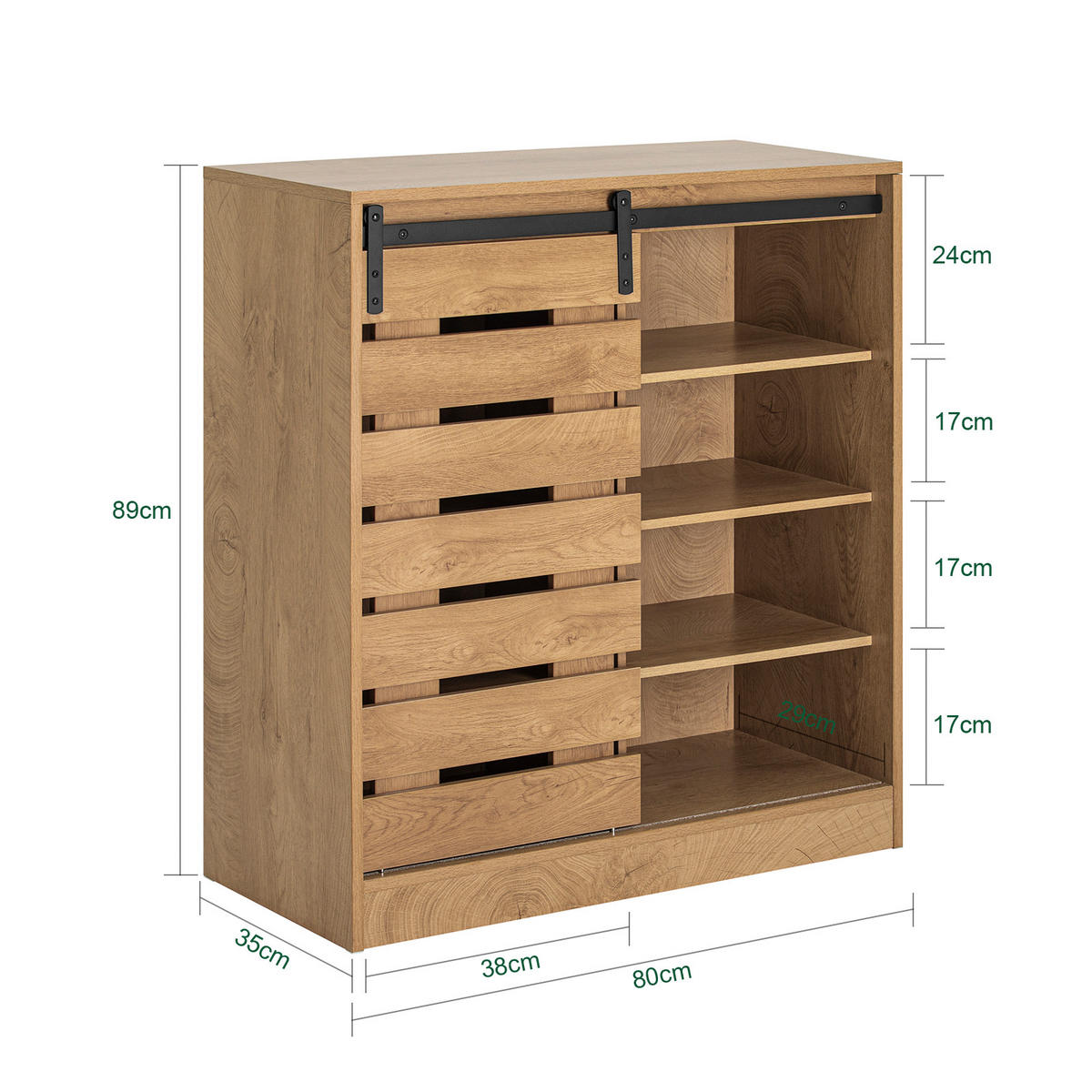 SCHUHSCHRANK Natur - Naturfarben, Holzwerkstoff (80/89/35cm) - SoBuy