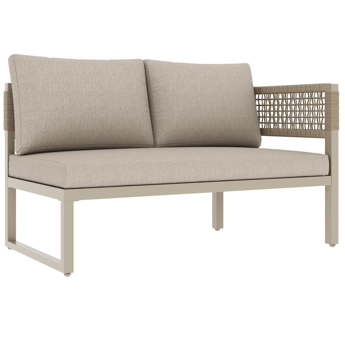 GARTEN-LOUNGE-SET 110/58/78 cm mit Esstisch, verstellbaren Füßen und abnehmbaren Bezügen, Beige - Beige, Metall - Redom