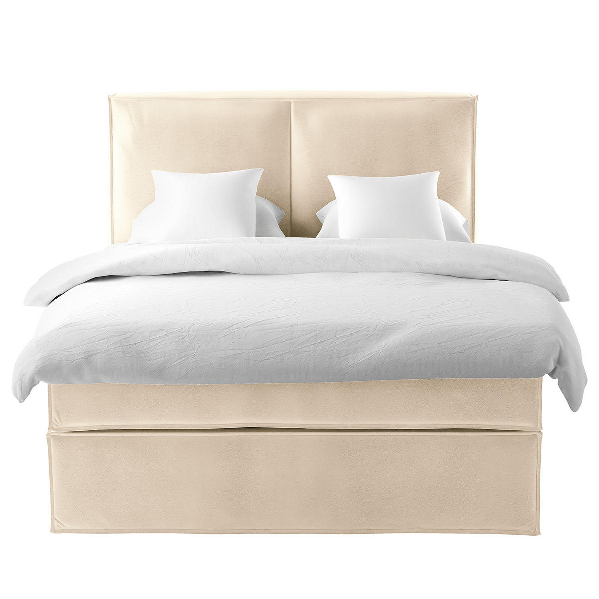 BOXSPRINGBETT mit Kopfteil - Premium - Creme, Textil (160/200cm) - home24