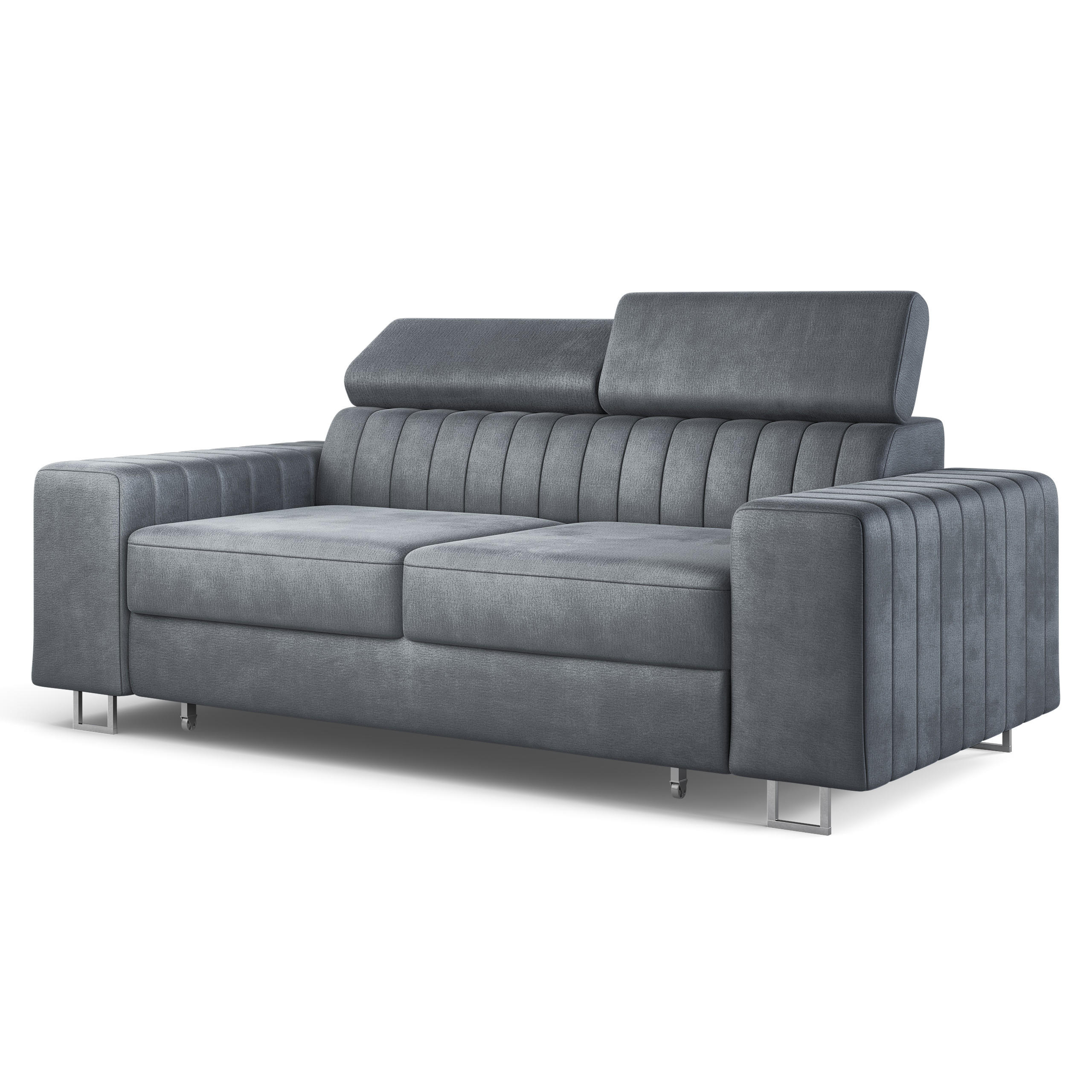 BETTSOFA SOLAN Grau Velours-Stoff mit Schlaffunktion - Grau, Holz/Textil (194/88/90cm) - MASSENO