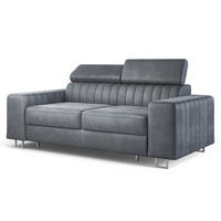 BETTSOFA SOLAN Grau Velours-Stoff mit Schlaffunktion - Grau, Holz/Textil (194/88/90cm) - MASSENO