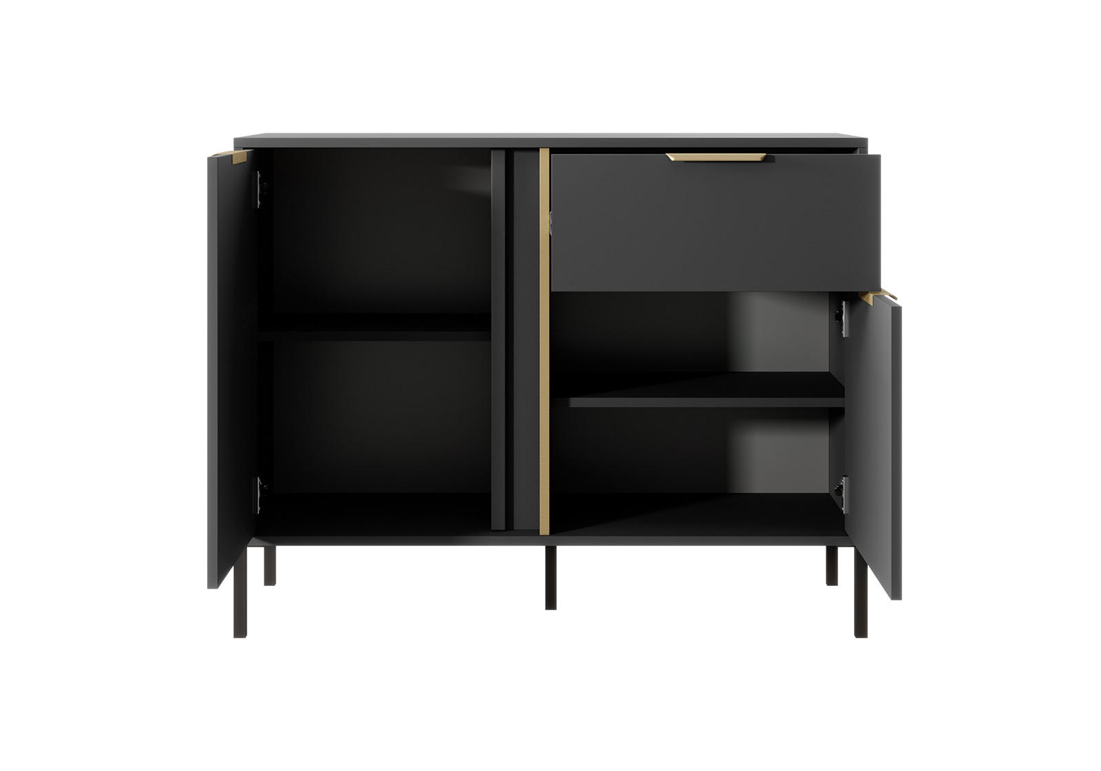 SIDEBOARD Lars anthrazit / gold 103,3 / 39,5 / 81,4cm - Anthrazit, Holz/Holzwerkstoff (103.3/81.4/39.5cm) - Feldmann-Wohnen