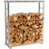 KAMINHOLZREGAL innen Metall SATLO Kaminholzständer Edelstahl 25x100x125 cm - Edelstahlfarben, Metall (125/100/25cm) - DELUKE
