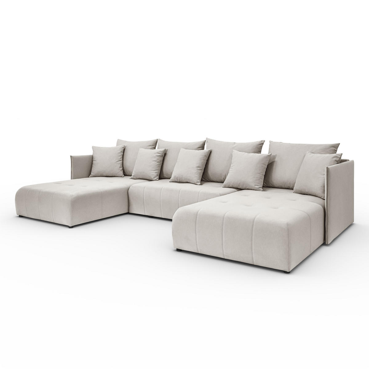 ECKSOFA Sofa U-Form Couch U form Hannover Stoff Castel Ecru - Ecru, Holz (348/188cm) - Kaiser Möbel