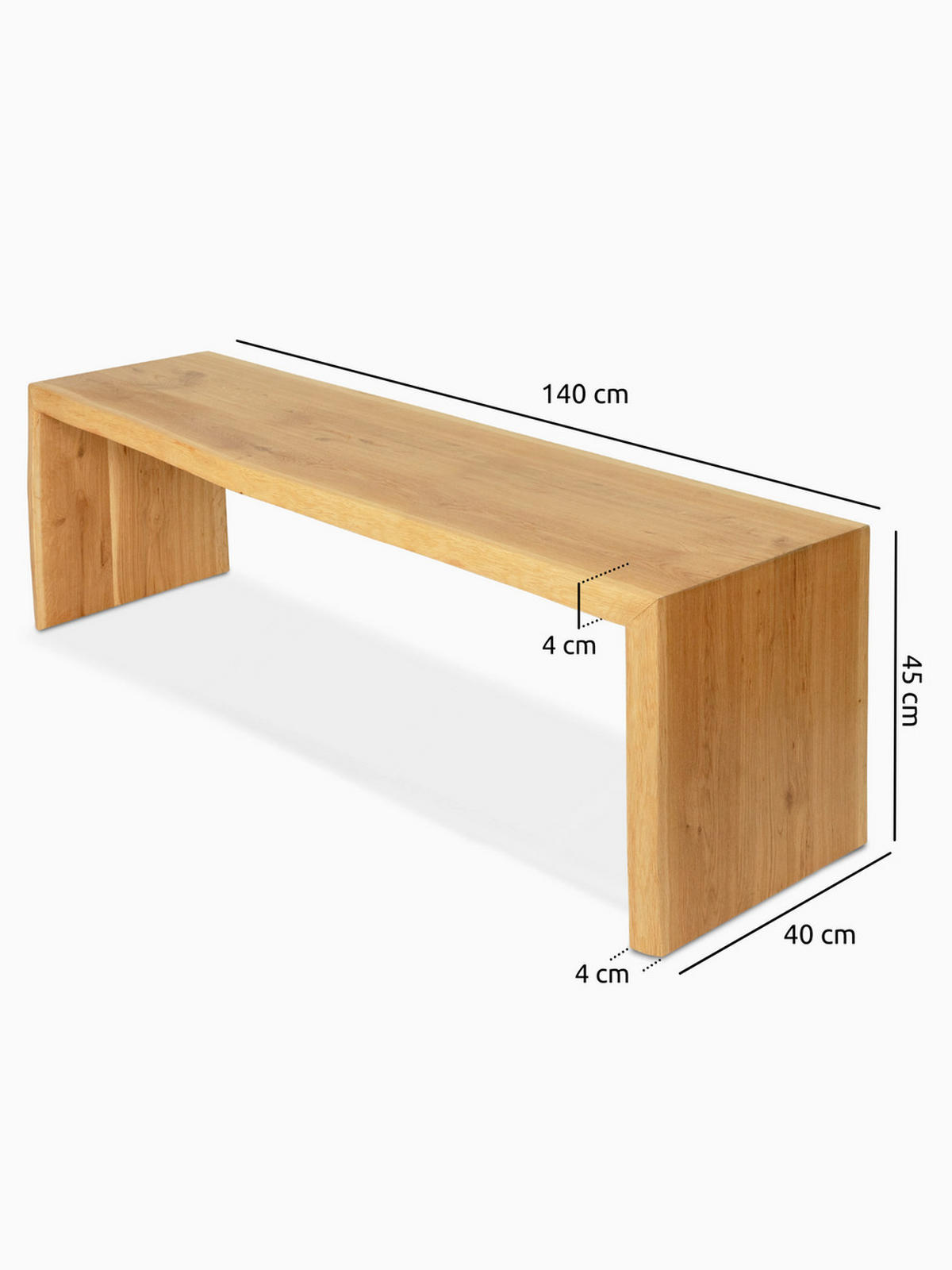 MASSIVHOLZBANK aus Eiche mit Baumkante XL - Eichefarben, Holz (140/45/40cm) - holz4home