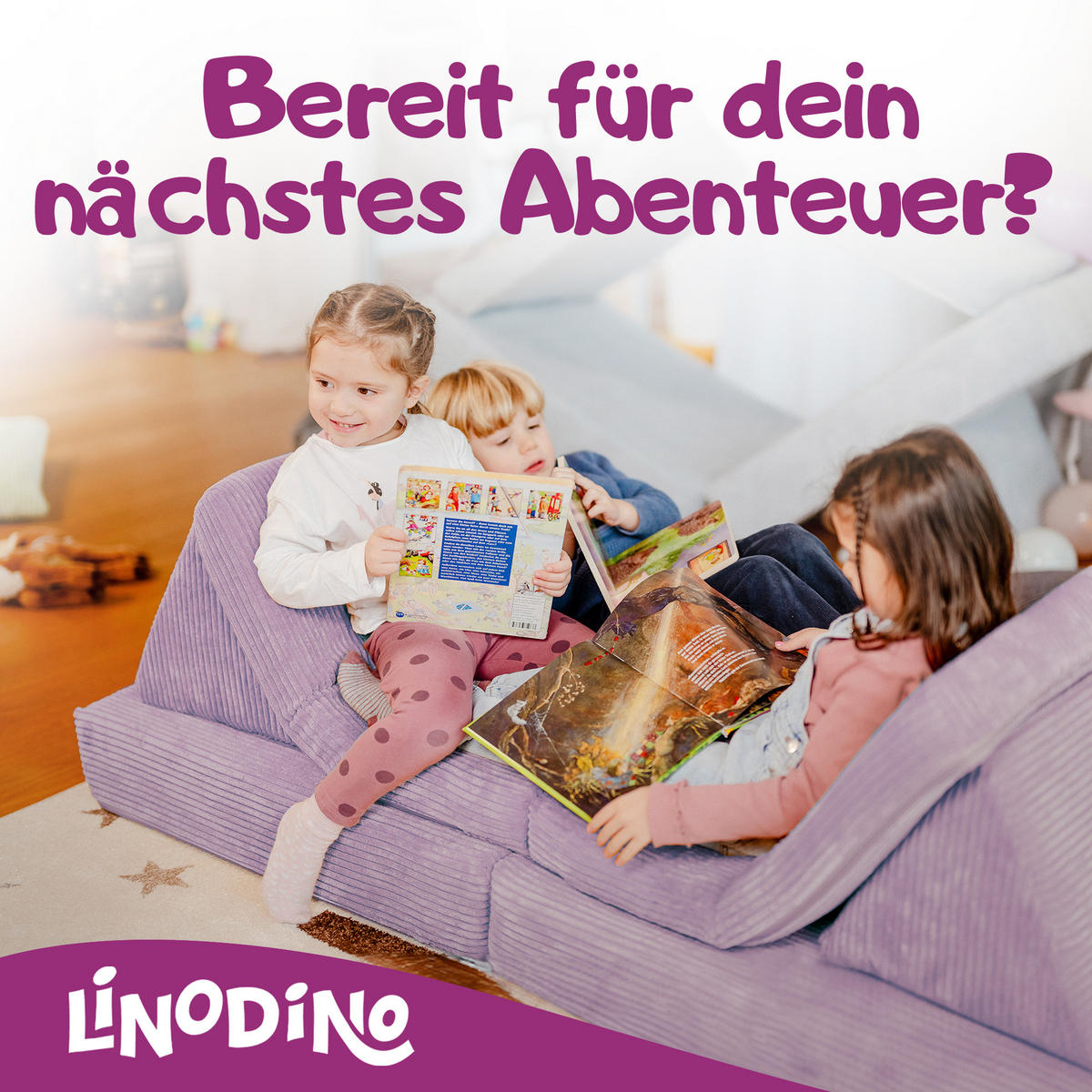 KINDERSOFA Spielparadies - Lila, Textil (66/52/150cm) - Linodino