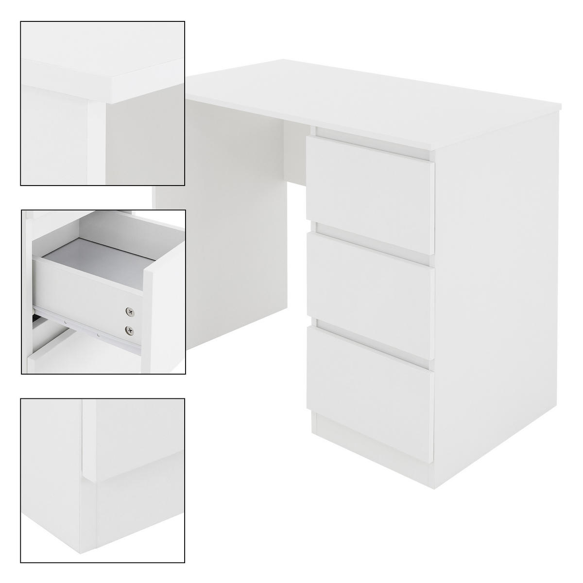 SCHREIBTISCH mit Unterschrank - Weiß, Holzwerkstoff (90/50/76cm) - ML-DESIGN
