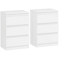 NACHTTISCH 2er Set MDF Weiß - Weiß, Holzwerkstoff (30/59.5/40cm) - HOMCOM