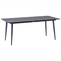 ZAHRADNÍ STŮL 180/90 cm Imitace kamene Šedý Tolentino - tmavě šedá, plast (180/90/75cm) - Beliani
