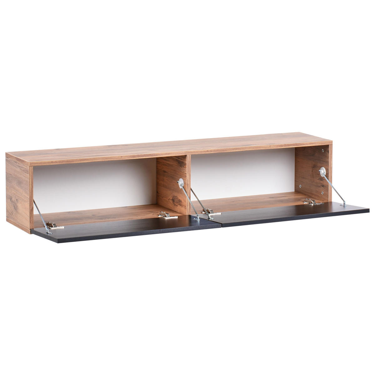 WANDMONTIERTER-TV-SCHRANK Schwarz/Braun Gladstone - Schwarz/Braun, Holzwerkstoff (140/30/32cm) - Beliani