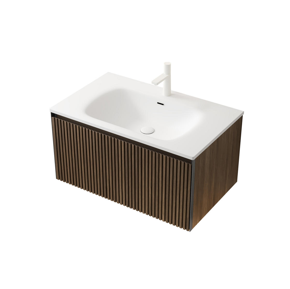 WASCHTISCH mit Schublade 80 cm Eichenoptik Weiß - Schwarz, Holz (46/41.8/80cm) - Beauniv
