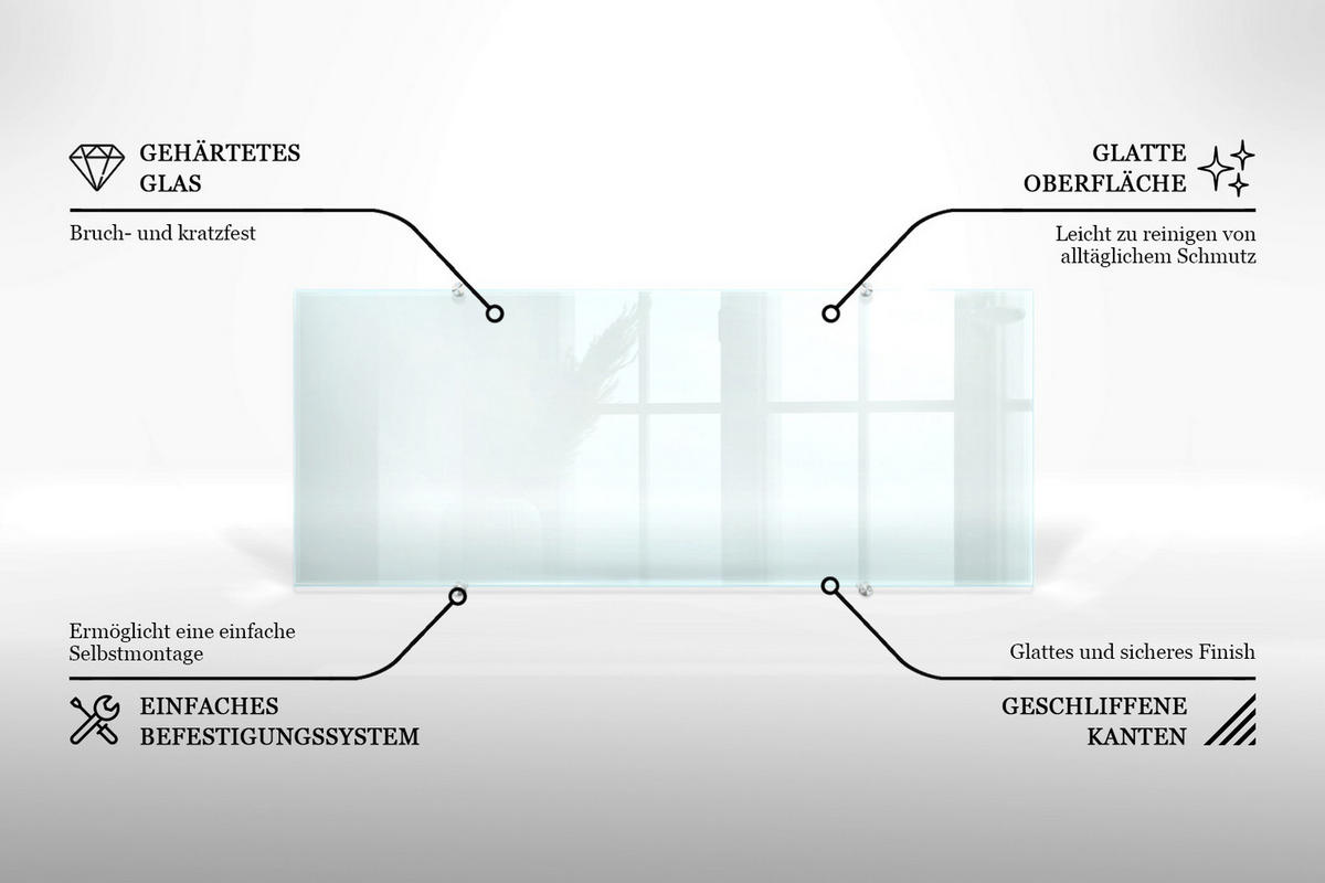 KÜCHENRÜCKWAND 125 x 50 cm Transparente Glasplatte - Transparent, Glas (125/50/0.4cm) - TULUP