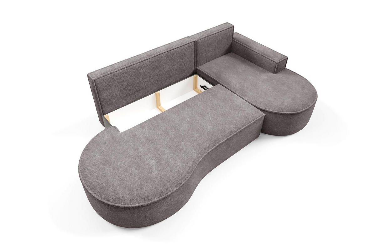 ECKSOFA Flow Grau, mit Schlaffunktion und Kissen in Abriamo Stoff, rechte seite - Grau, Holzwerkstoff/Textil (277/157cm) - Bettso