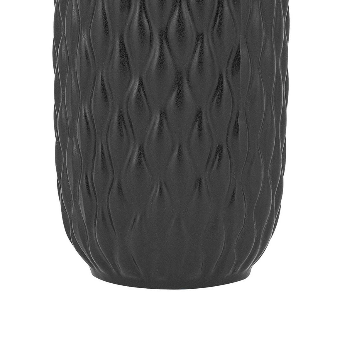 DEKOVASE Steinzeug schwarz Emar - Schwarz, Stein (31cm) - Beliani