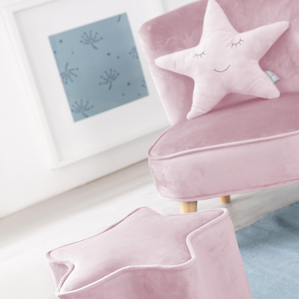 KINDERSOFA 3er-Set rosa / mauve - Rosa, Holzwerkstoff/Textil (70/50/48cm) - Roba