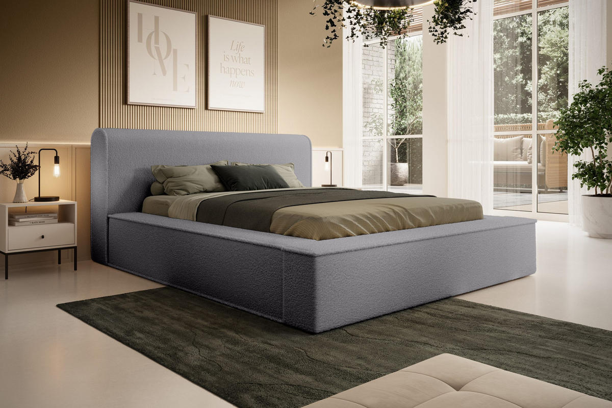 POLSTERBETT aus Polstermaterial Pedrosa 160x200 cm, Grau - Grau, Textil (160/200cm) - Fedve